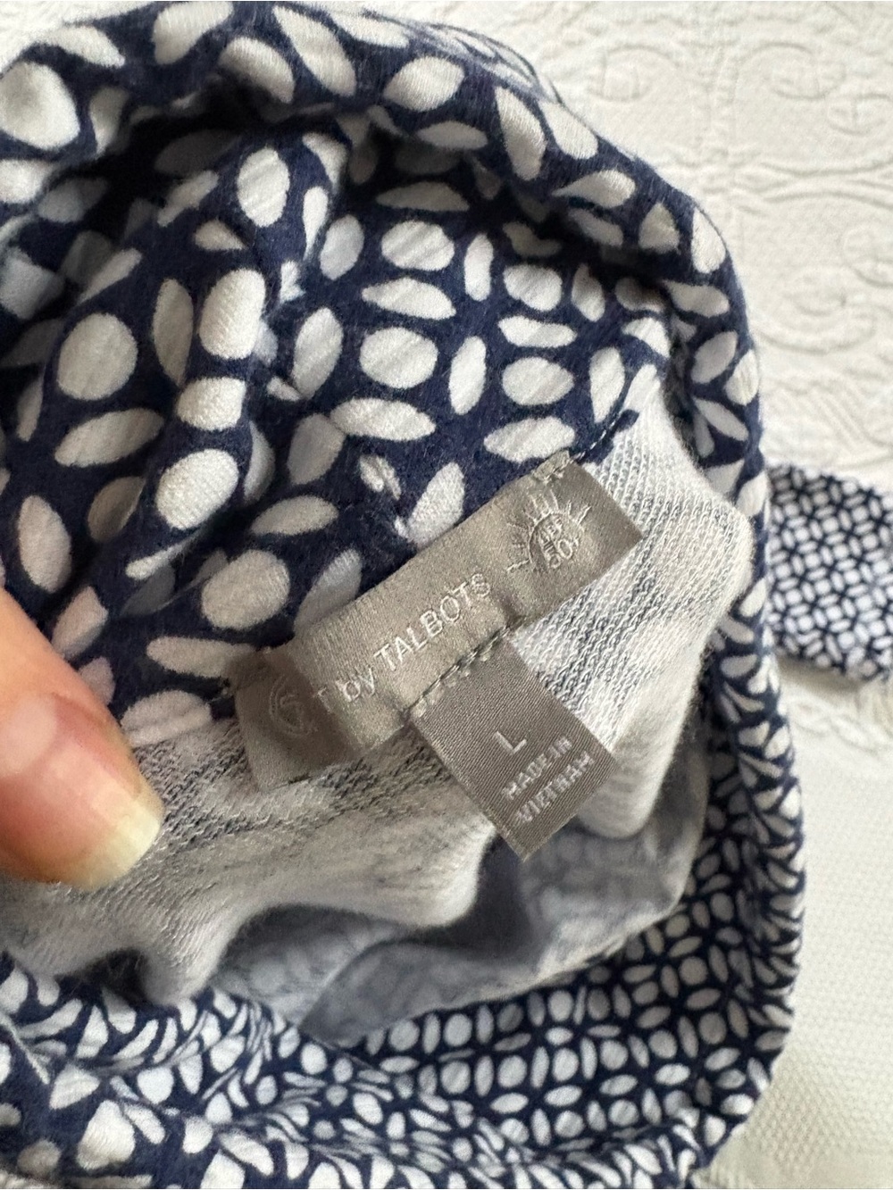 Talbots pullover sweatshirt leafy dot blue UPF 50 size L - Picture 10 of 12